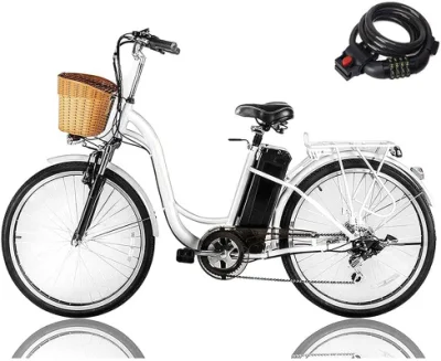 Vélo électrique pour adulte Cruiser Ebike avec panier Handiness Vélo électrique Femme Cyclisme récréatif 18-22 mph City Commuter Ebike